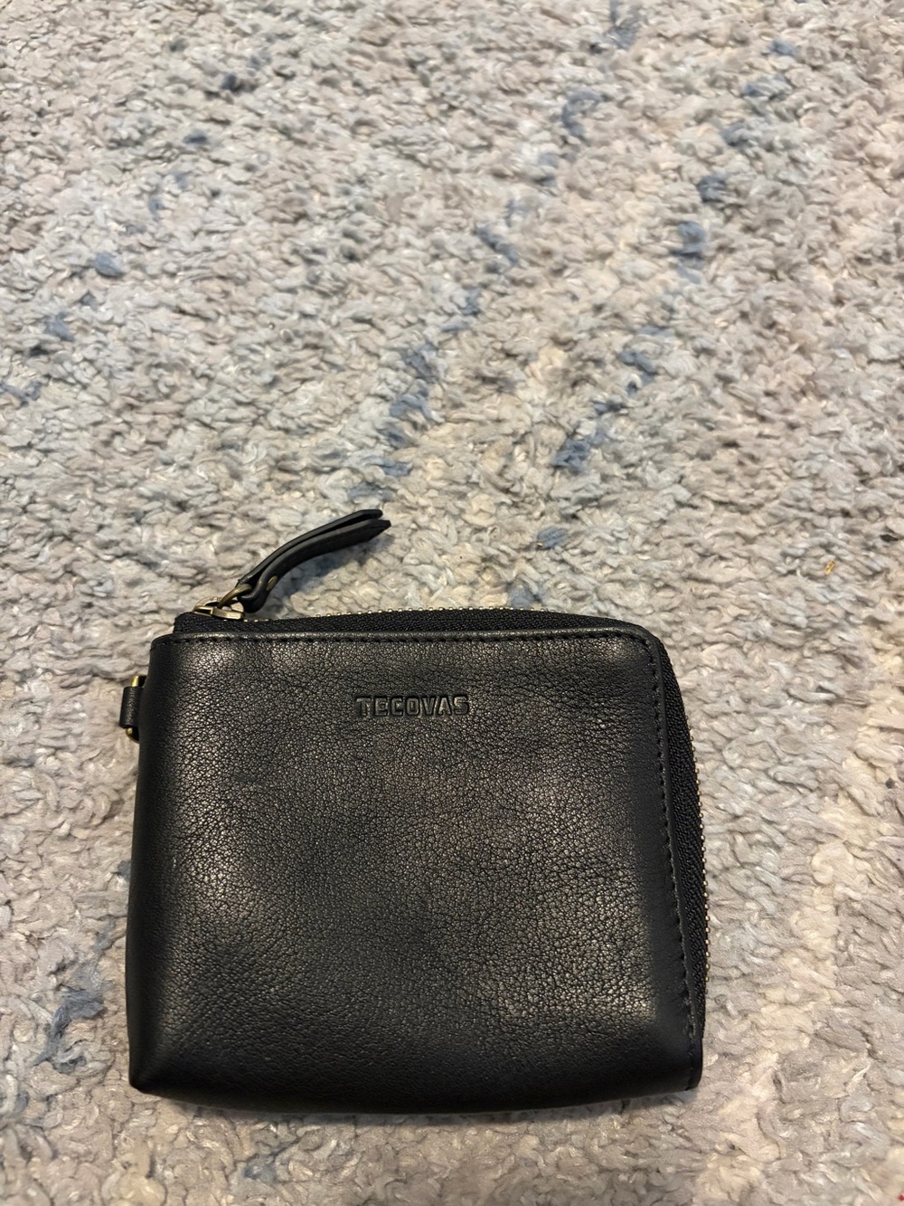 Tecovas Black Pebbled Leather Small L-Zip Wallet Coin Pouch Card Holder Western